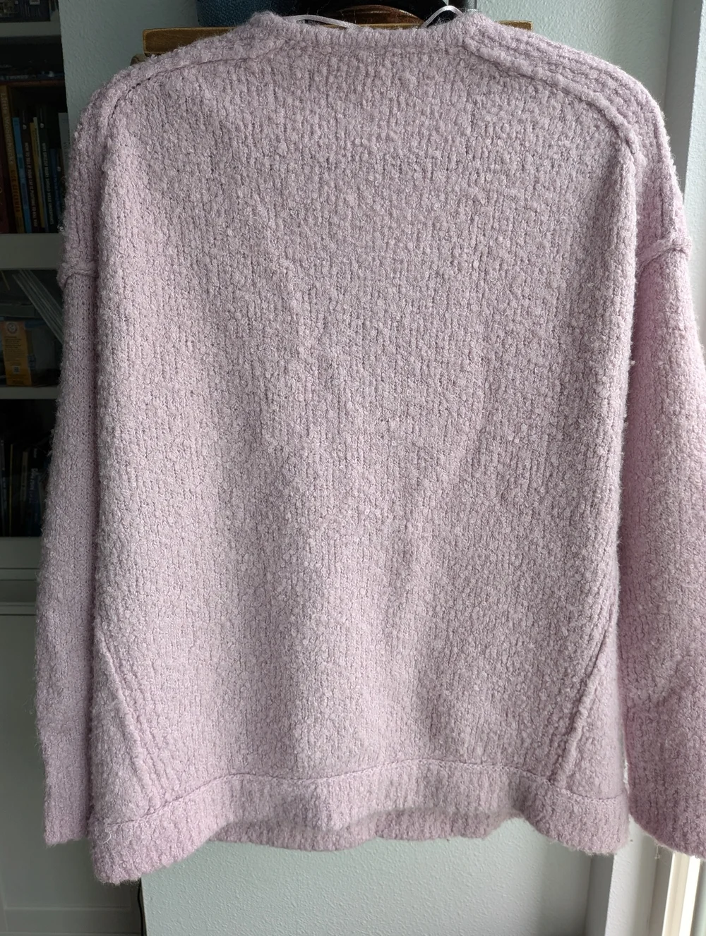 Free People 32% Alpaca Blend Oversized V-Neck Sweater Rose Pink XS Slouchy